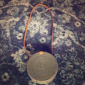 Teal wicker purse